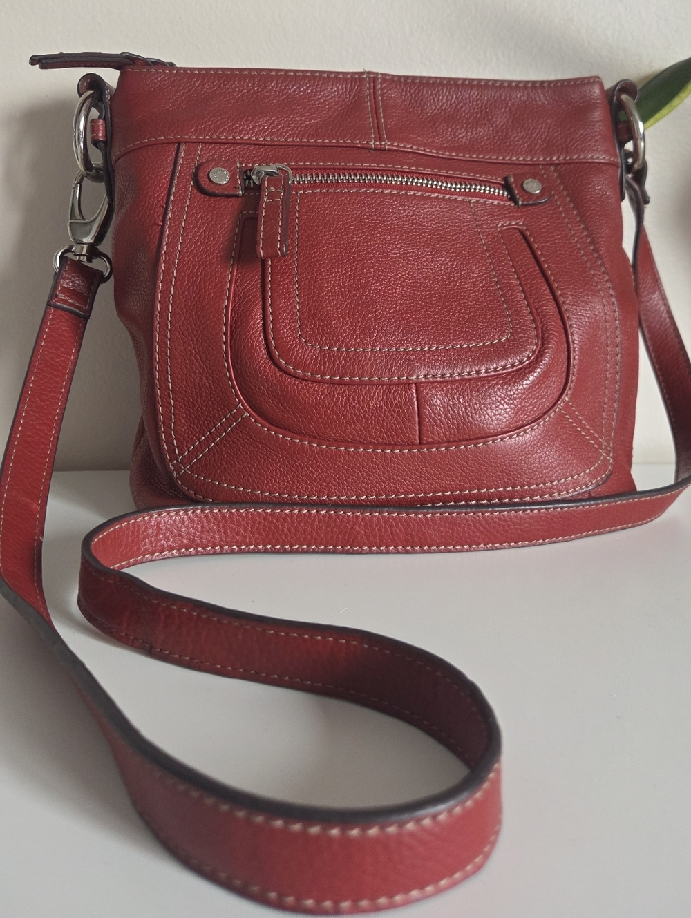 Red Tignanello Leather Crossbody Purse